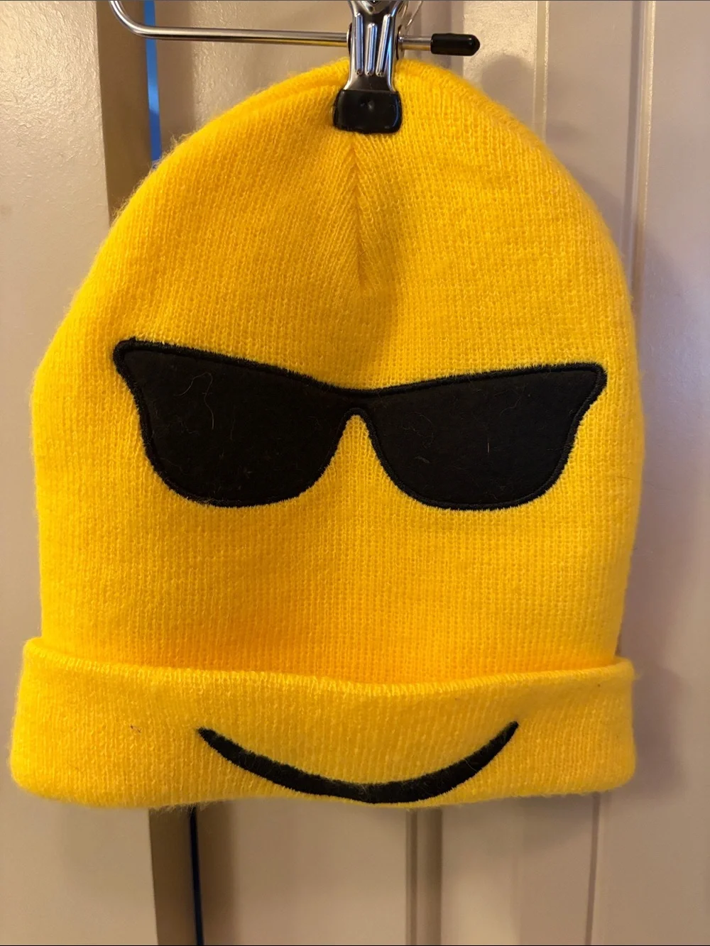 Emoji Kids Knit Beanie with Red Heart-Eye Appliqués